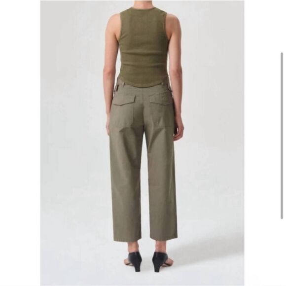 AGOLDE Daria Wide-Leg Crop Utility Cargo Pant - Khaki Green - Picture 2 of 9